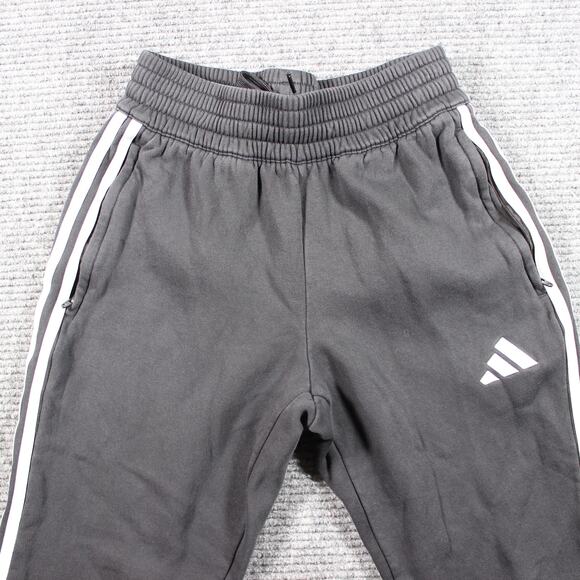 Adidas Joggers Womens Small Black Tapered Fleece Stripe - Picture 3 of 7